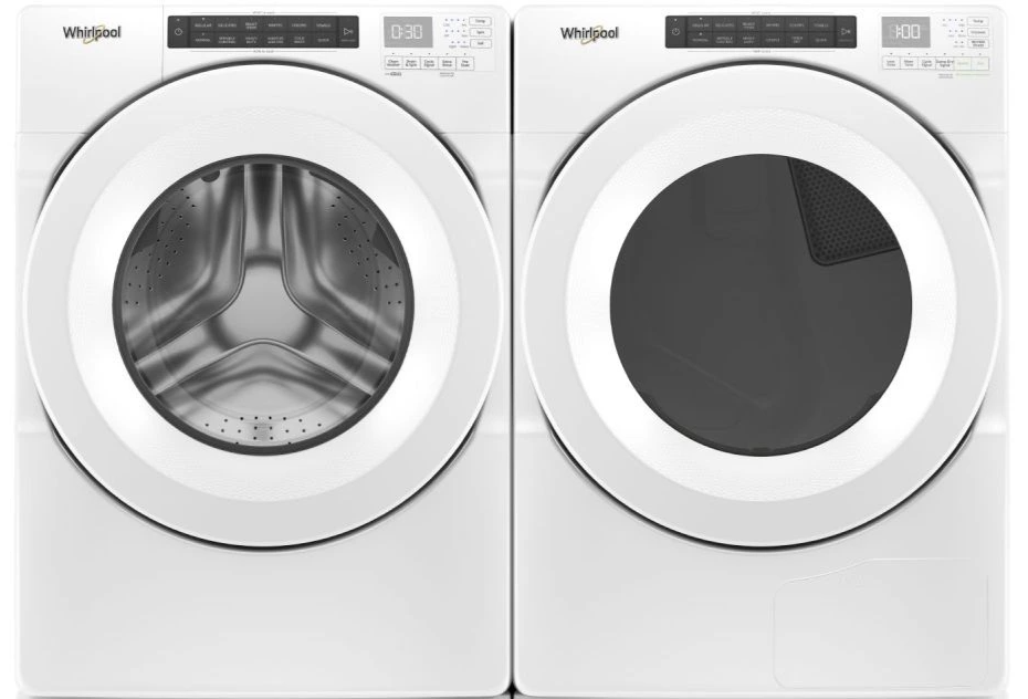 Side by Side Front Load Washer and Ventless Dryer Pair in White