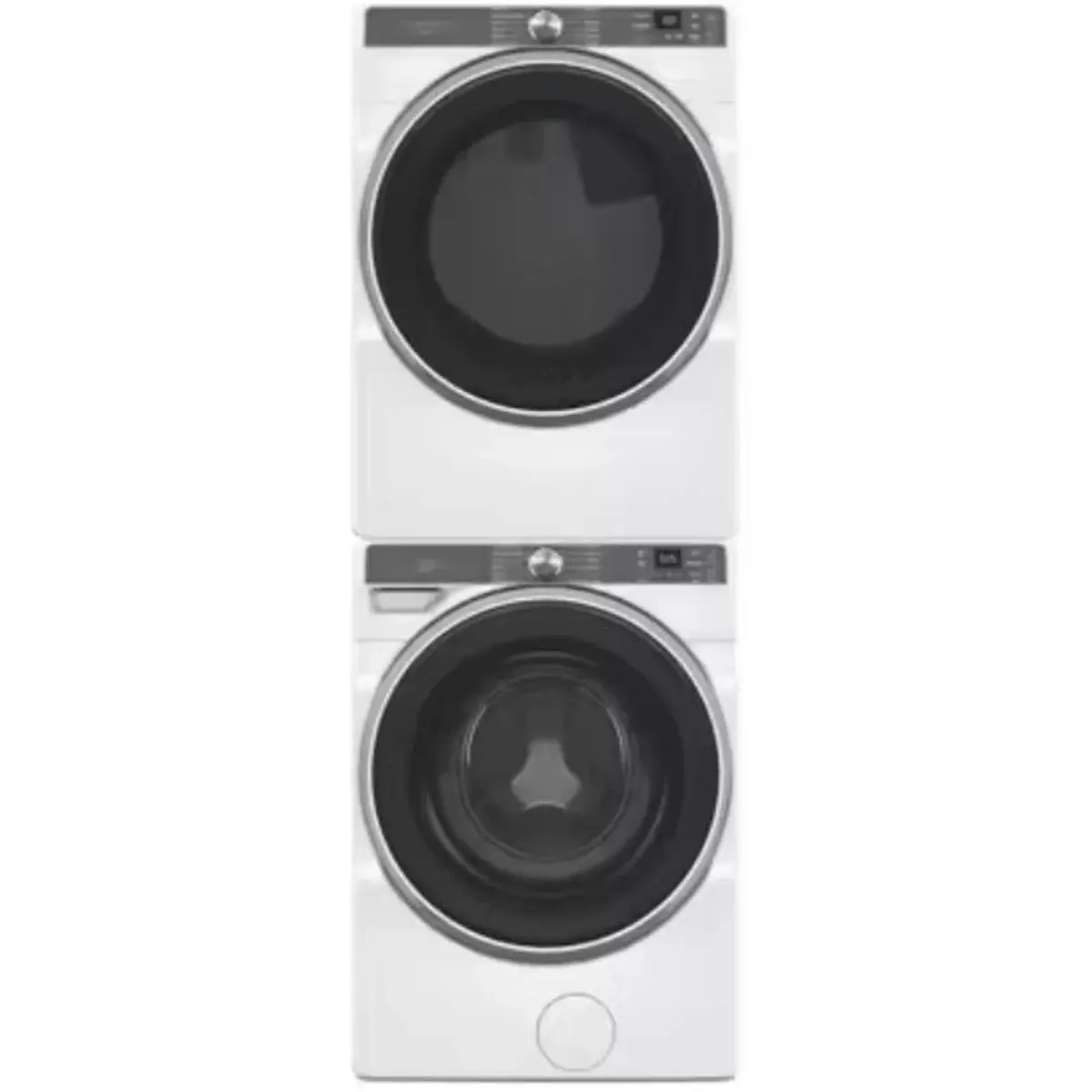 Stacked Front Load Washer and Gas Dryer Pair in White