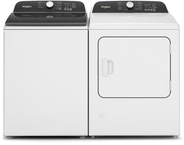 Side by Side Top Load Washer and Electric Dryer Pair in White