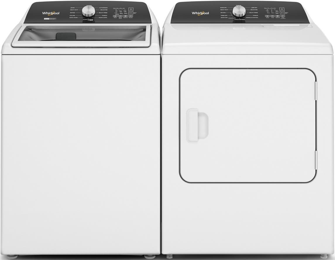 Side by Side Top Load Washer and Gas Dryer Pair in White