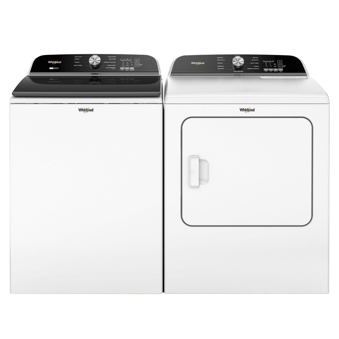 Side by Side Top Load Washer and Gas Dryer Pair in White