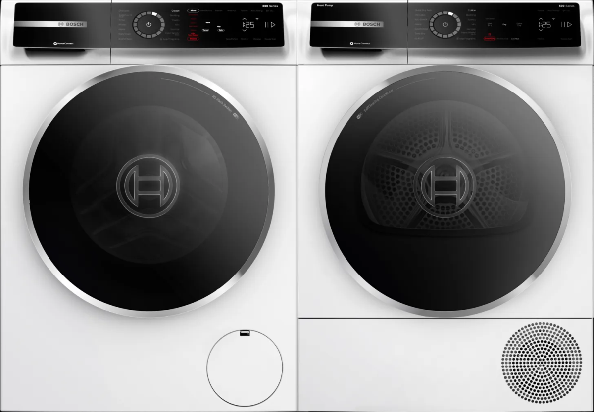 Side by Side Front Load Washer and Ventless Dryer Pair in White