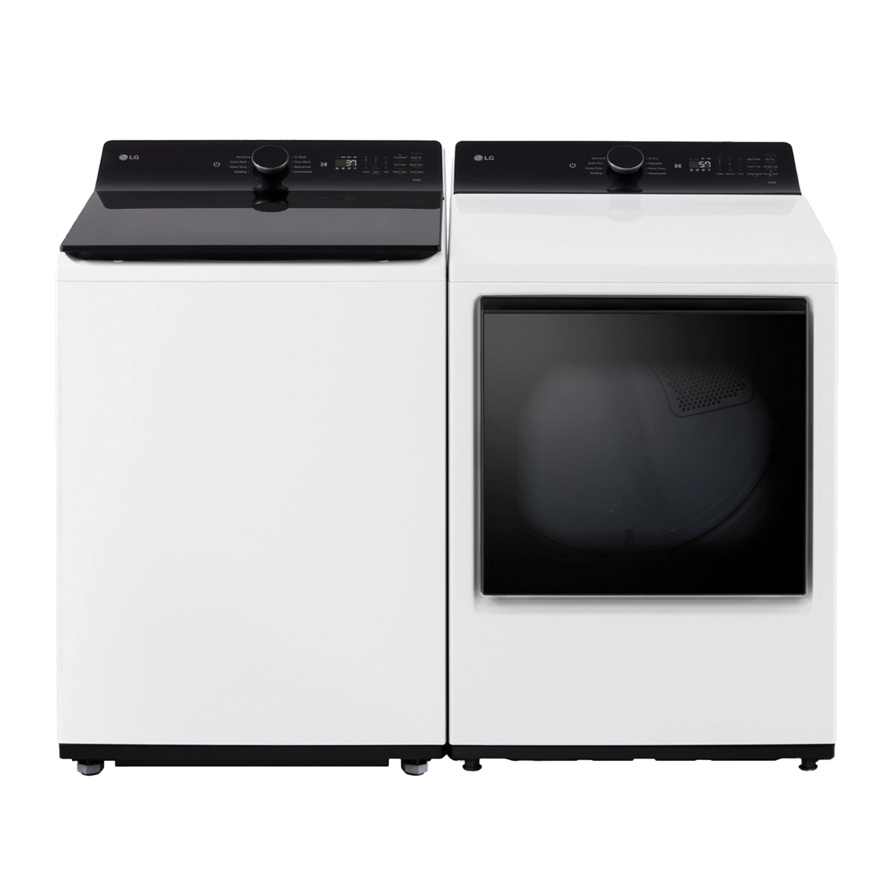 Side by Side Top Load Washer and Electric Dryer Pair in Alpine White
