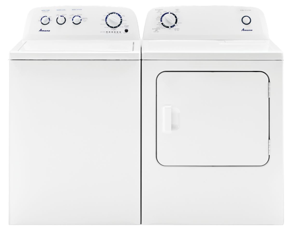 Side by Side Top Load Washer and Gas Dryer Pair in White