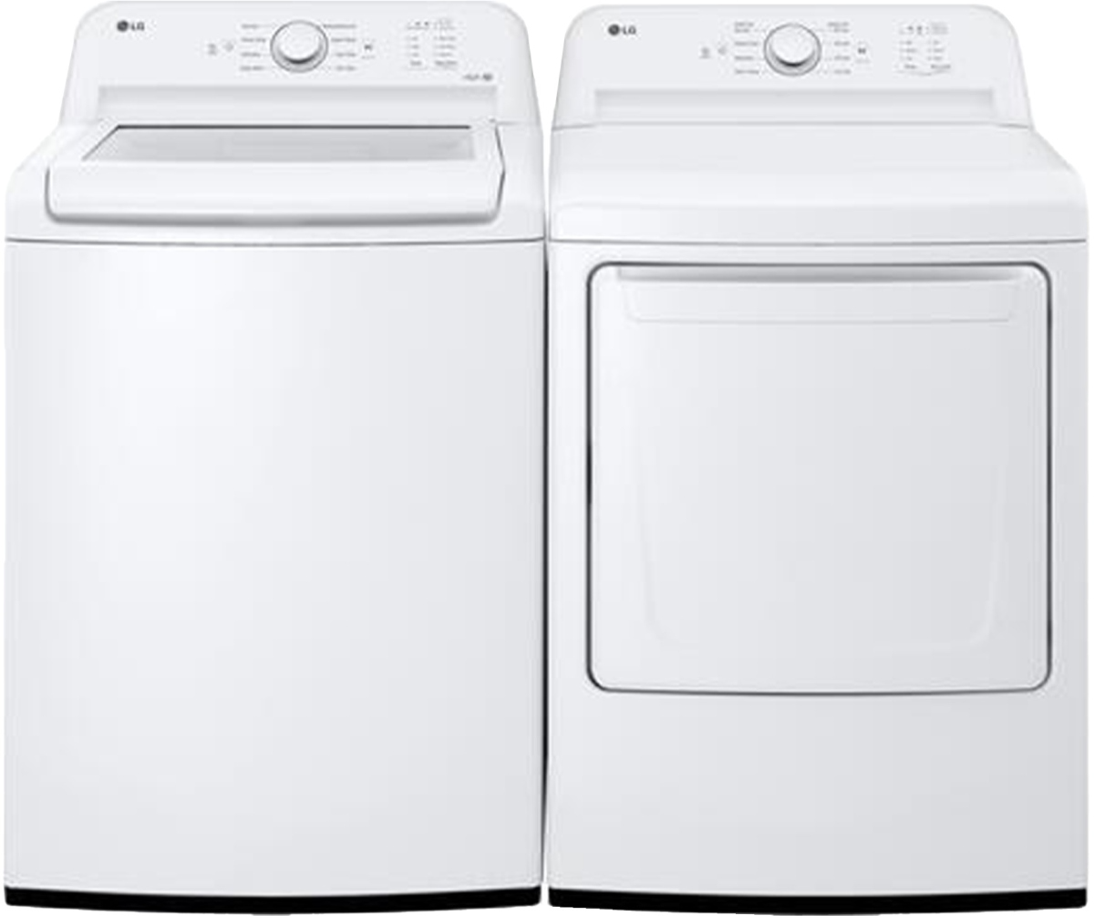 Side by Side Top Load Washer and Electric Dryer Pair in White