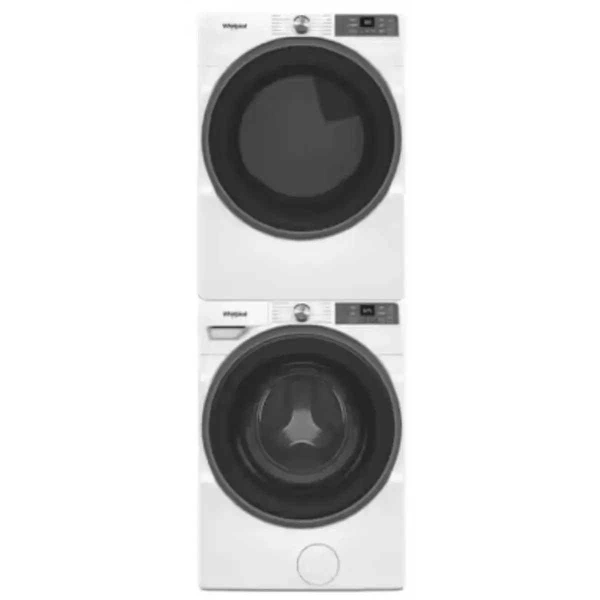 Stacked Front Load Washer and Electric Dryer Pair in White