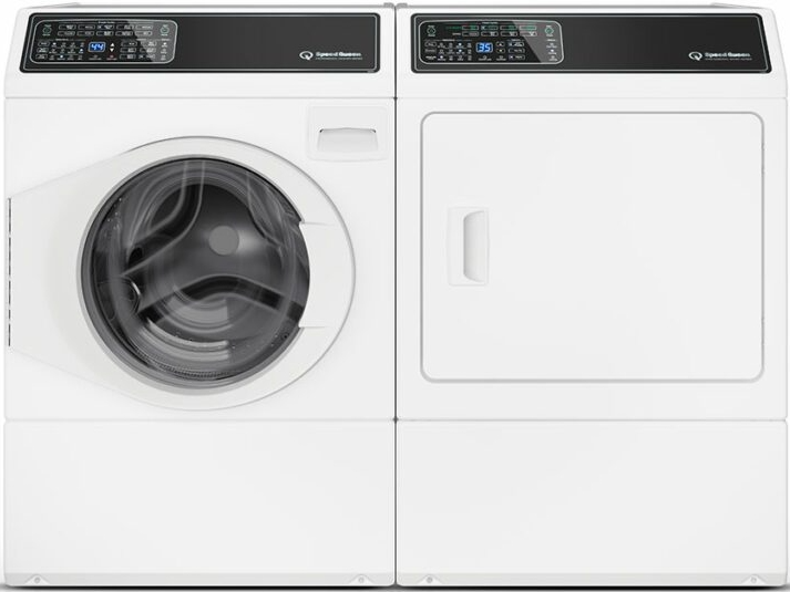 Side by Side Front Load Washer and Electric Dryer Pair in White