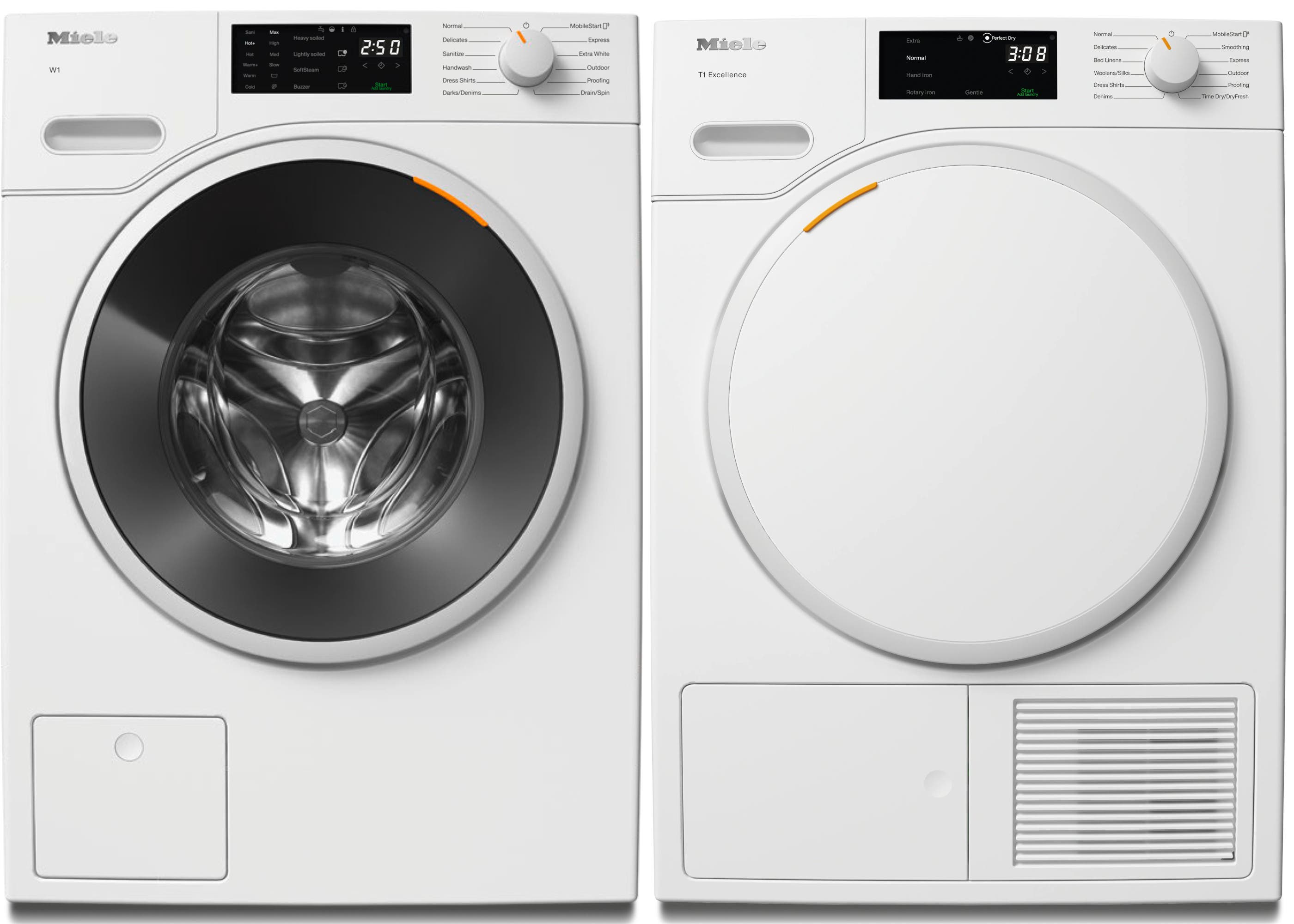 Front Load Washer and Electric Dryer Set in White