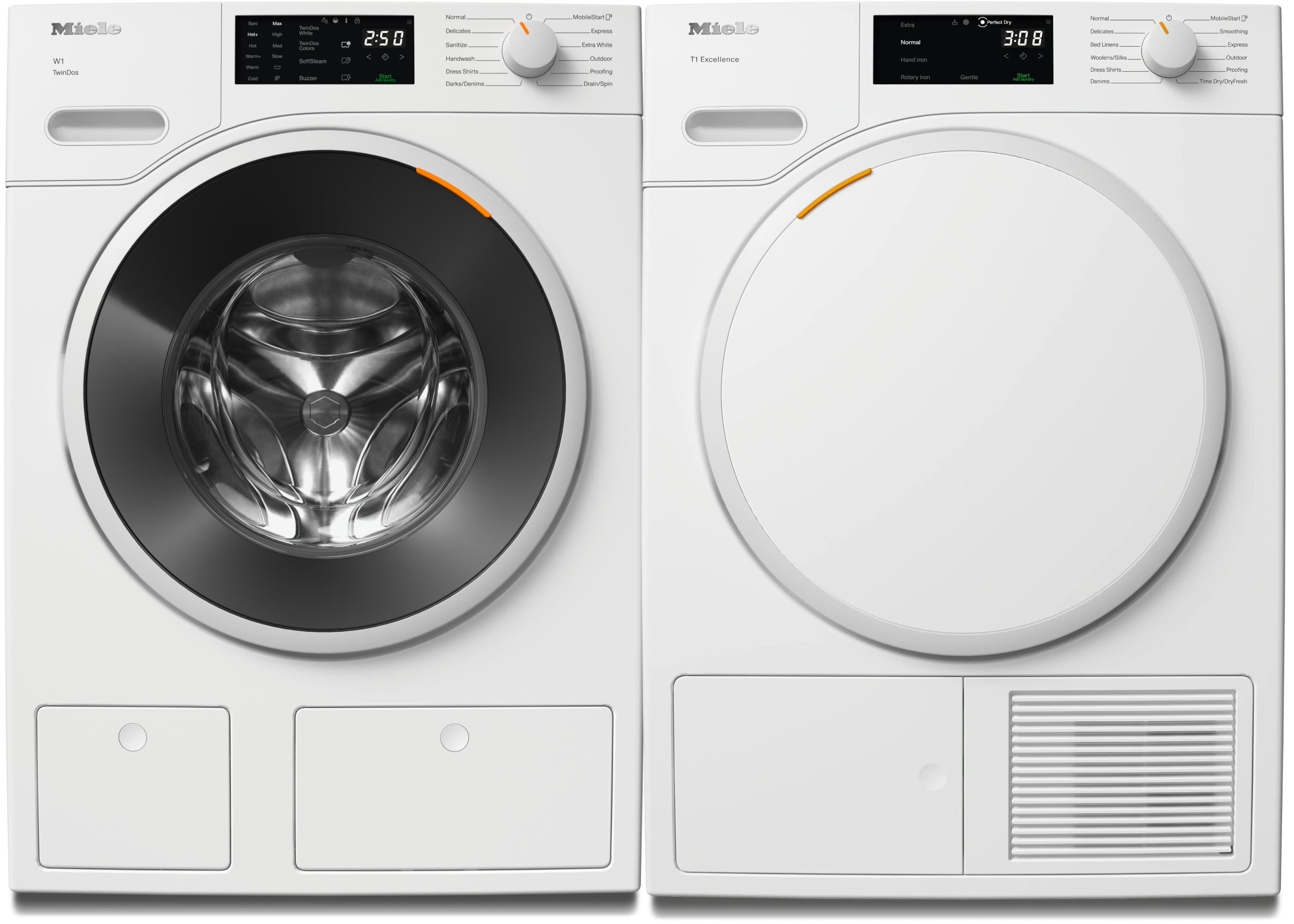 Front Load Washer and Electric Dryer Set in White