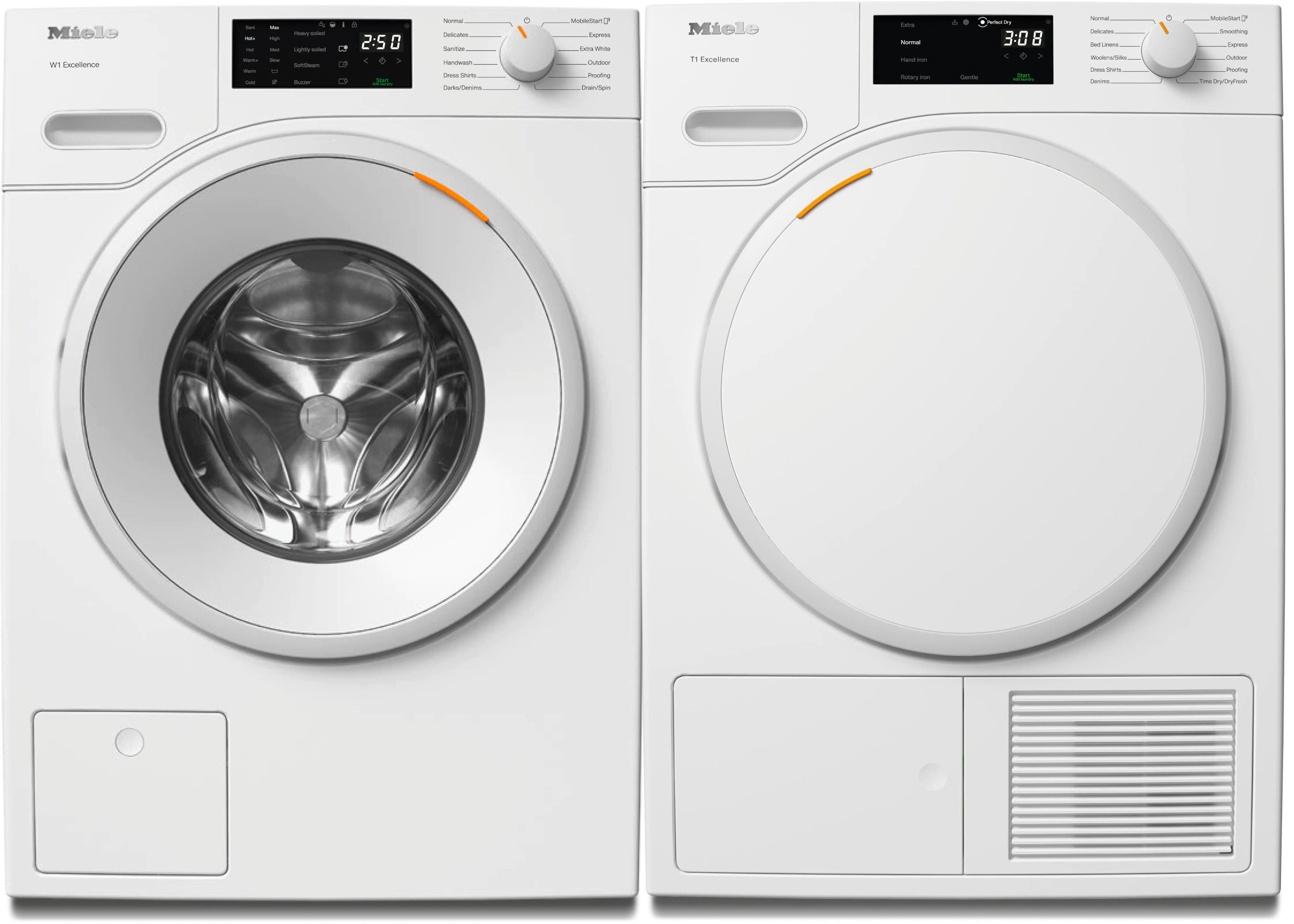 Front Load Washer and Electric Dryer Set in White