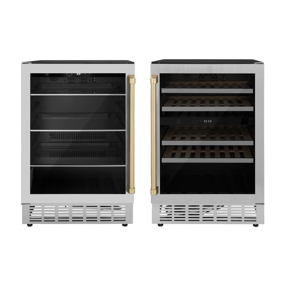 2 Piece Autograph Edition Stainless Steel Kitchen Package with 24" Wine Cooler and 24" Beverage Center