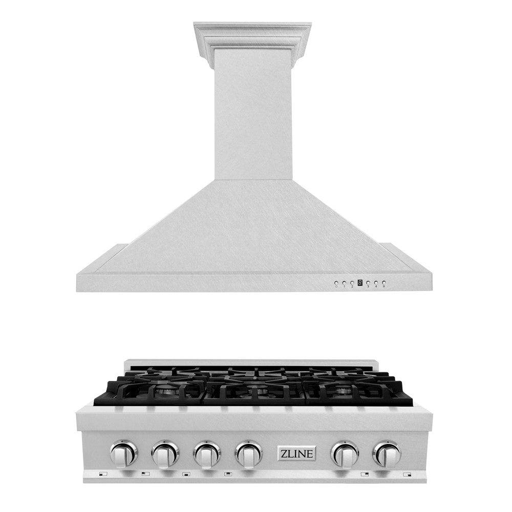 Kitchen Package with 36" Satin Stainless Steel Rangetop and 36" Convertible Range Hood