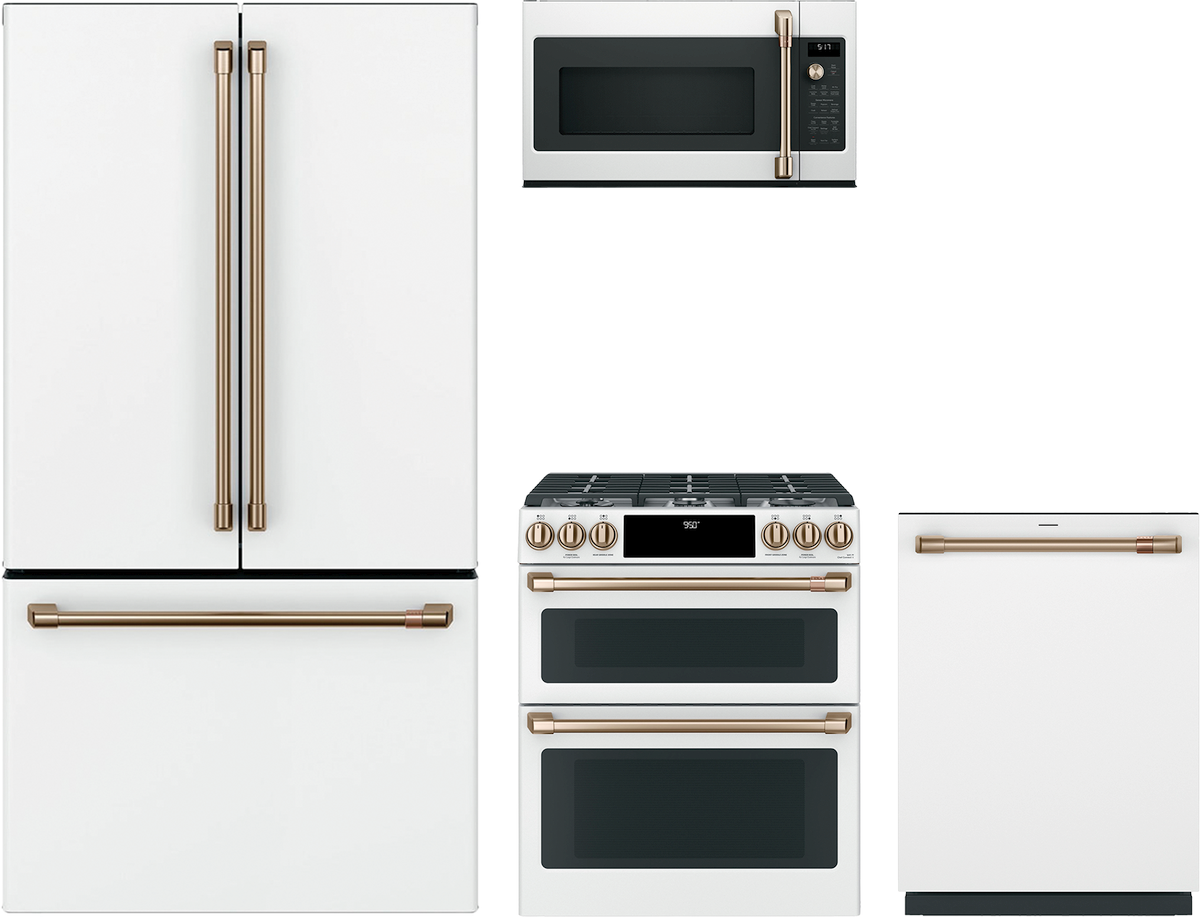 4 Piece Matte White Dual Fuel Kitchen Package