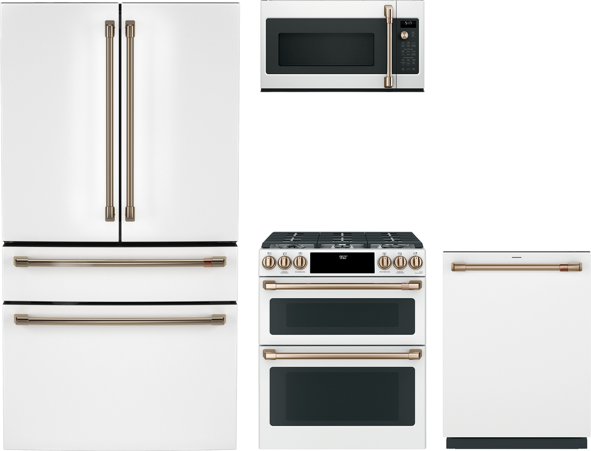 4 Piece Matte White Dual Fuel Kitchen Package