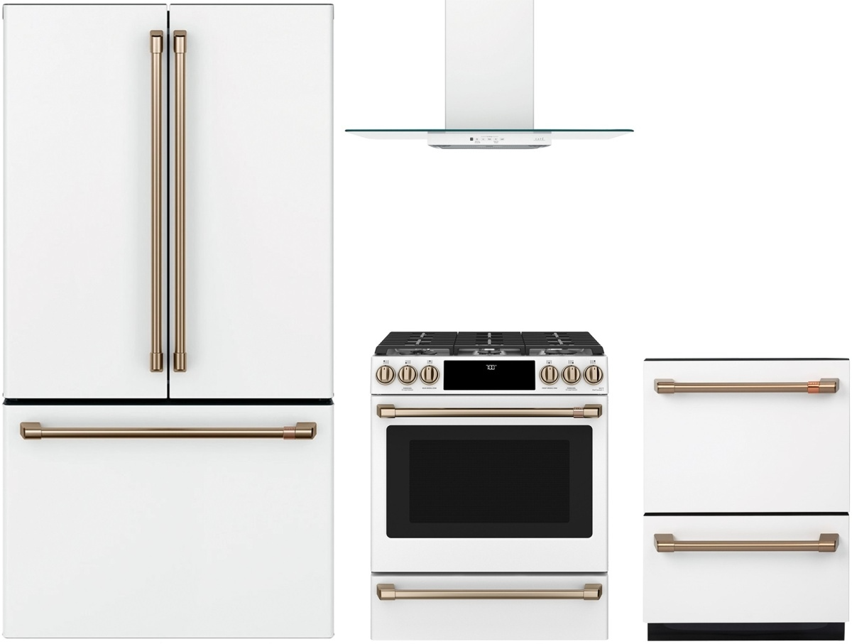 4 Piece Matte White Gas Kitchen Package
