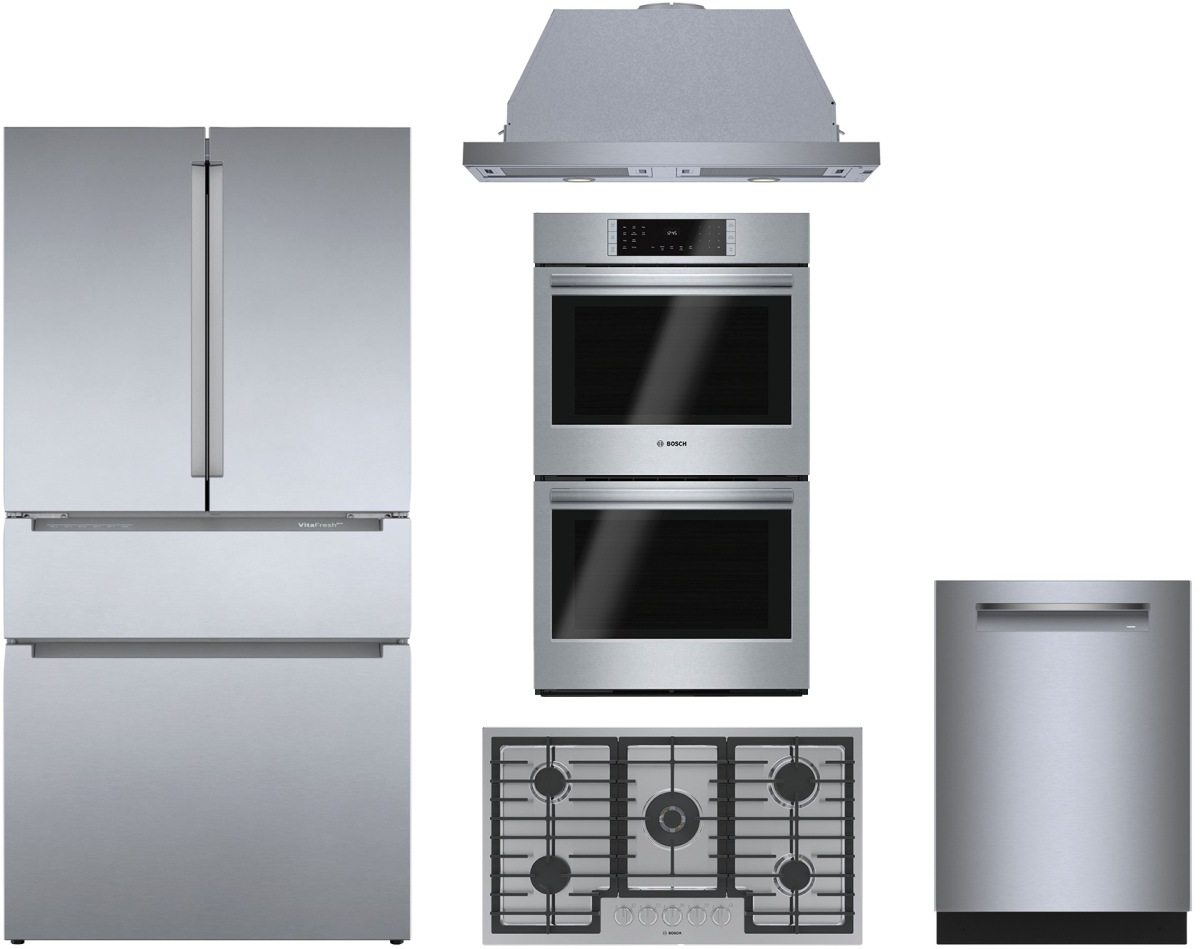 800 Series 5-Piece Kitchen Suite with Single Wall Oven, 36" Gas Cooktop & 4-Door Refrigerator