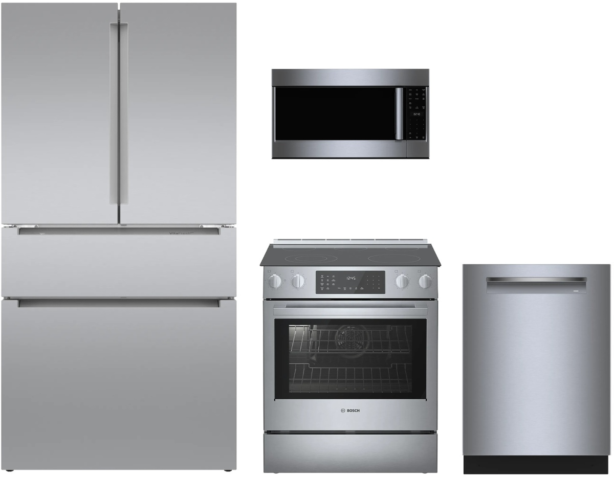 800 Series 4-Piece Kitchen Package with Electric Range & 4-Door French Door Refrigerator