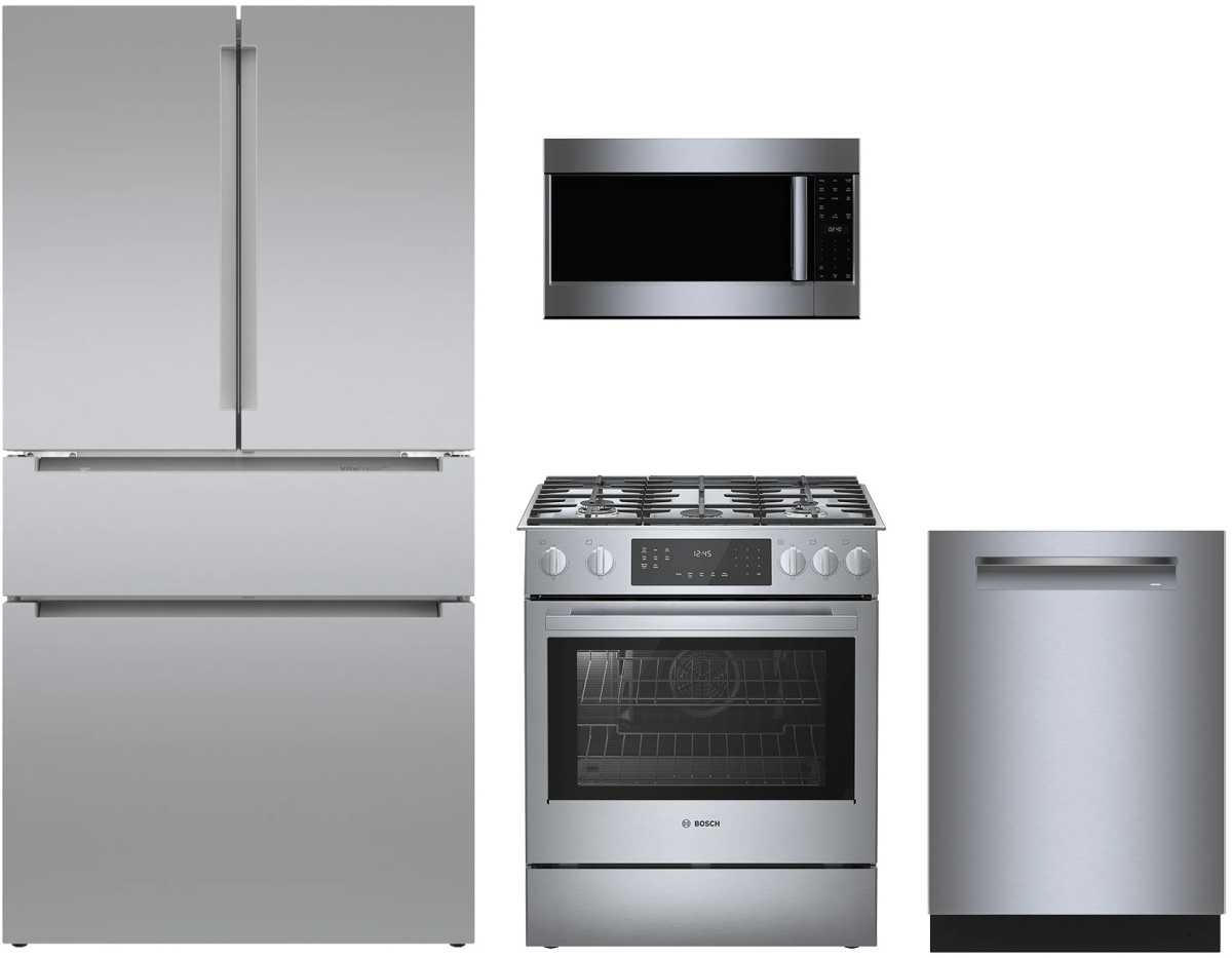800 Series 4-Piece Kitchen Package with Gas Range & 4-Door French Door Refrigerator