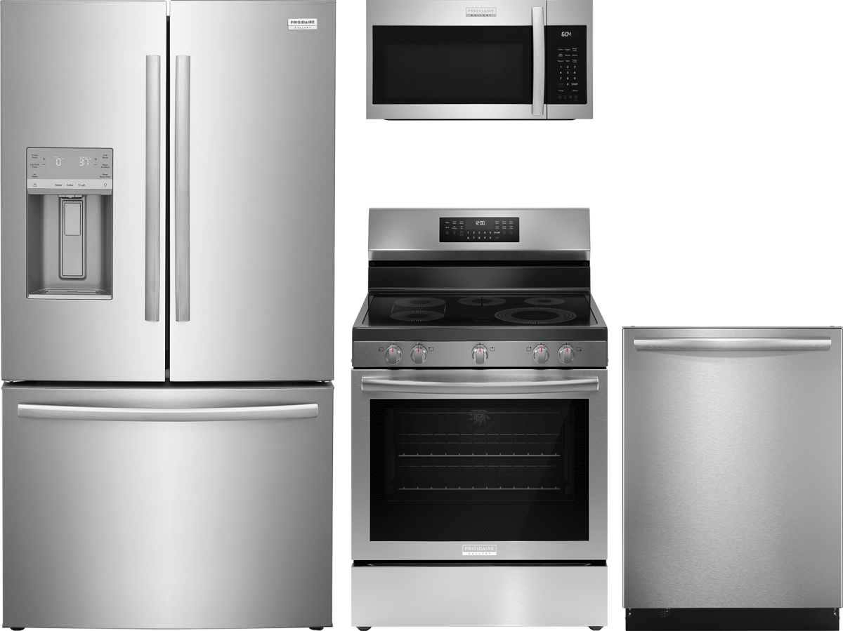 Gallery Series 4-Piece Kitchen Package with Electric Range & 3-Door Standard-Depth French Door Refrigerator
