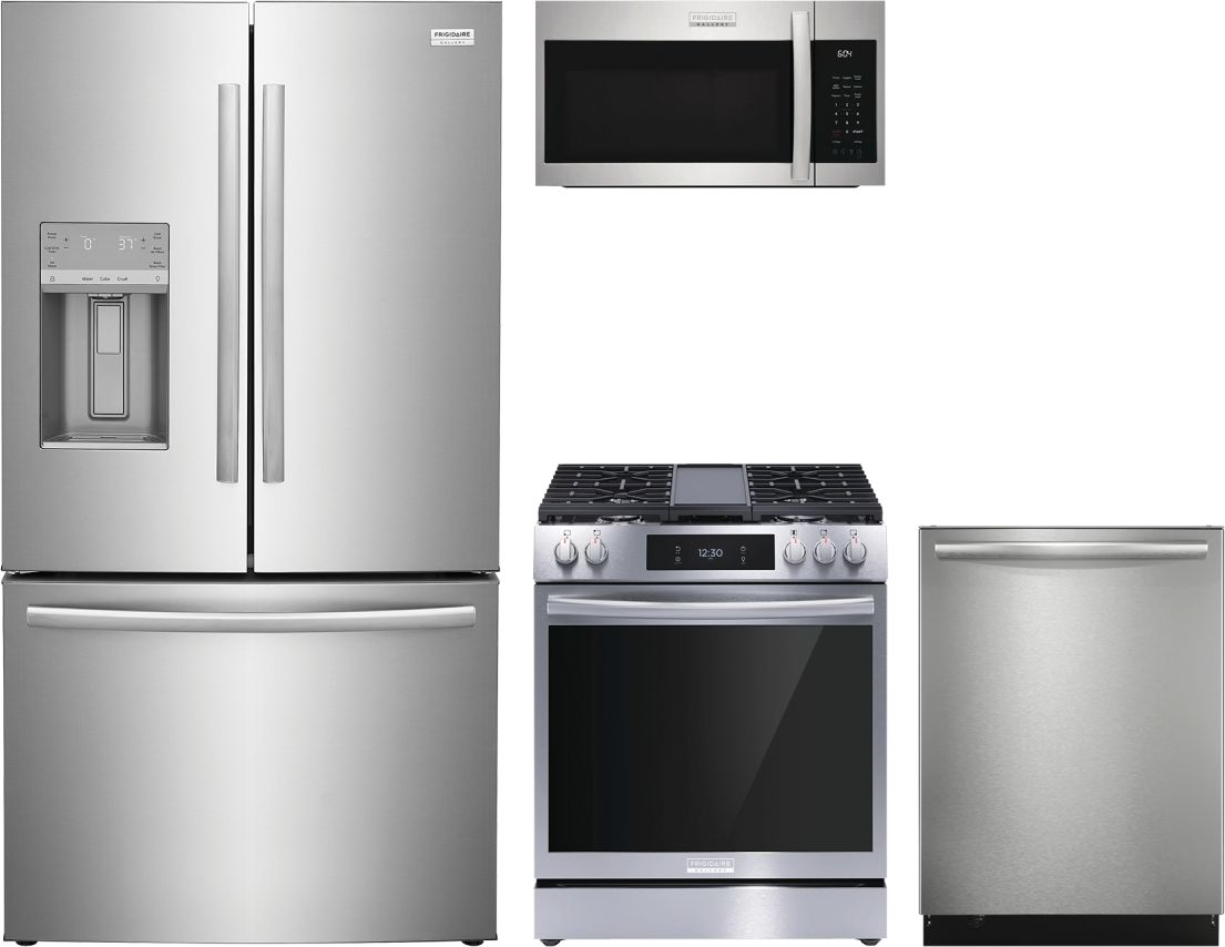 Gallery Series 4-Piece Kitchen Package with Gas Range & 3-Door Standard-Depth French Door Refrigerator