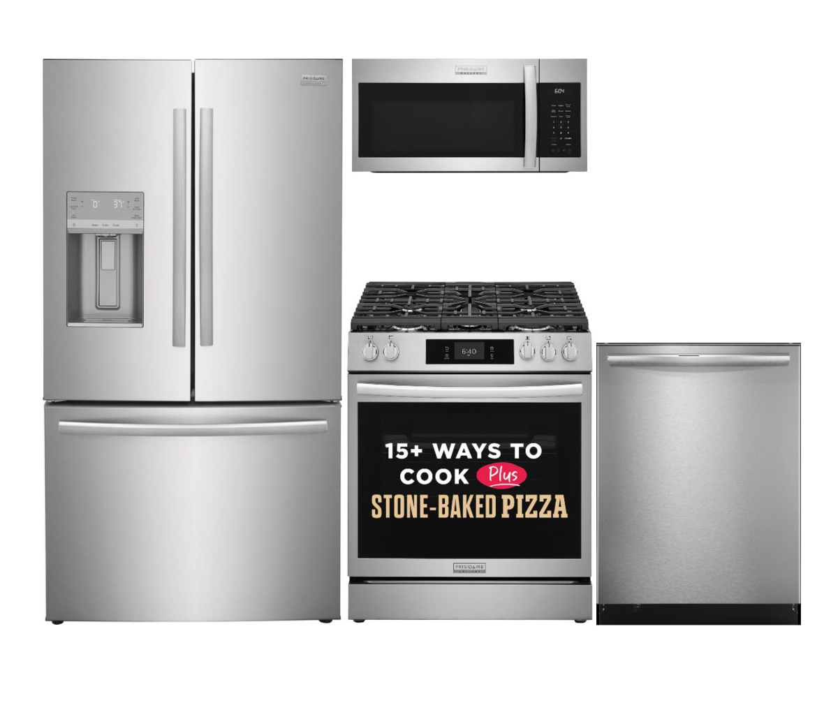Gallery Series 4-Piece Kitchen Package with Gas Range & 3-Door Counter-Depth French Door Refrigerator