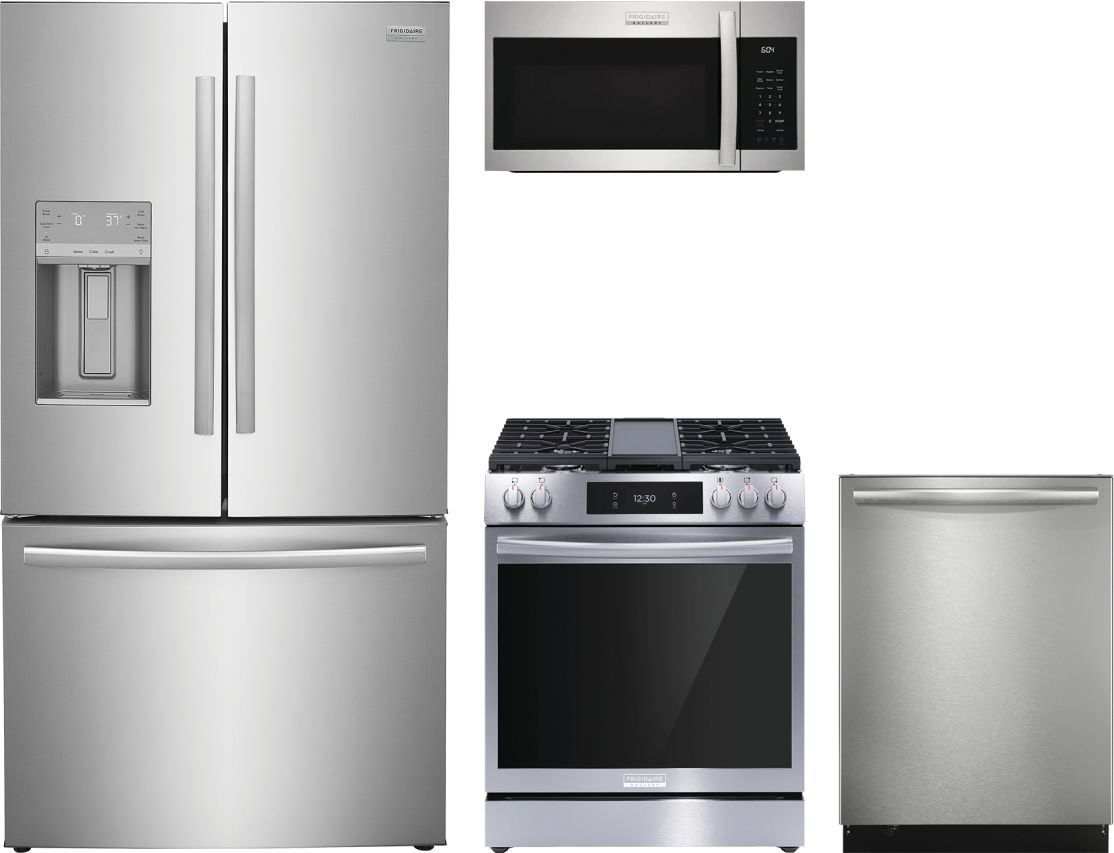 Gallery Series 4-Piece Kitchen Package with Gas Range & 3-Door Counter-Depth French Door Refrigerator