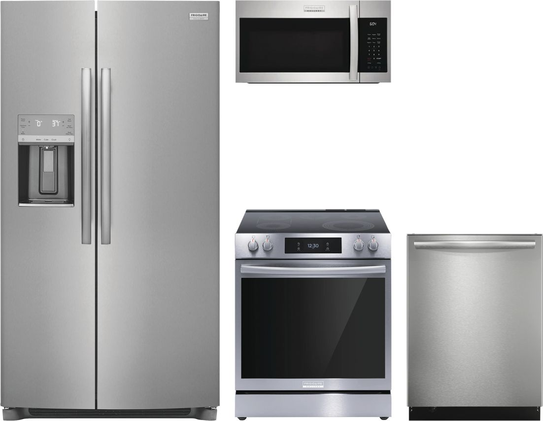 Gallery Series 4-Piece Kitchen Package with Electric Range & Counter-Depth Side-by-Side Refrigerator