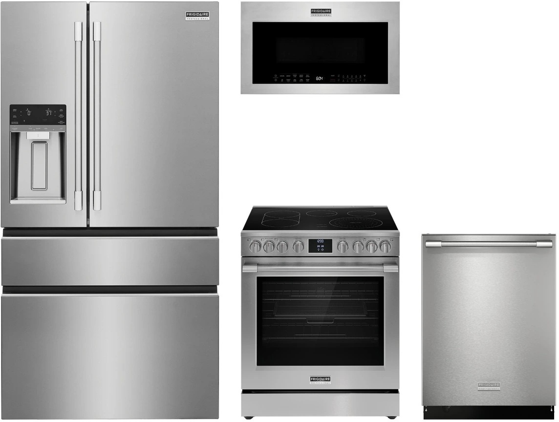 Professional Series 4-Piece Luxury Kitchen Suite with Electric Range & 4-Door Counter-Depth French Door Refrigerator