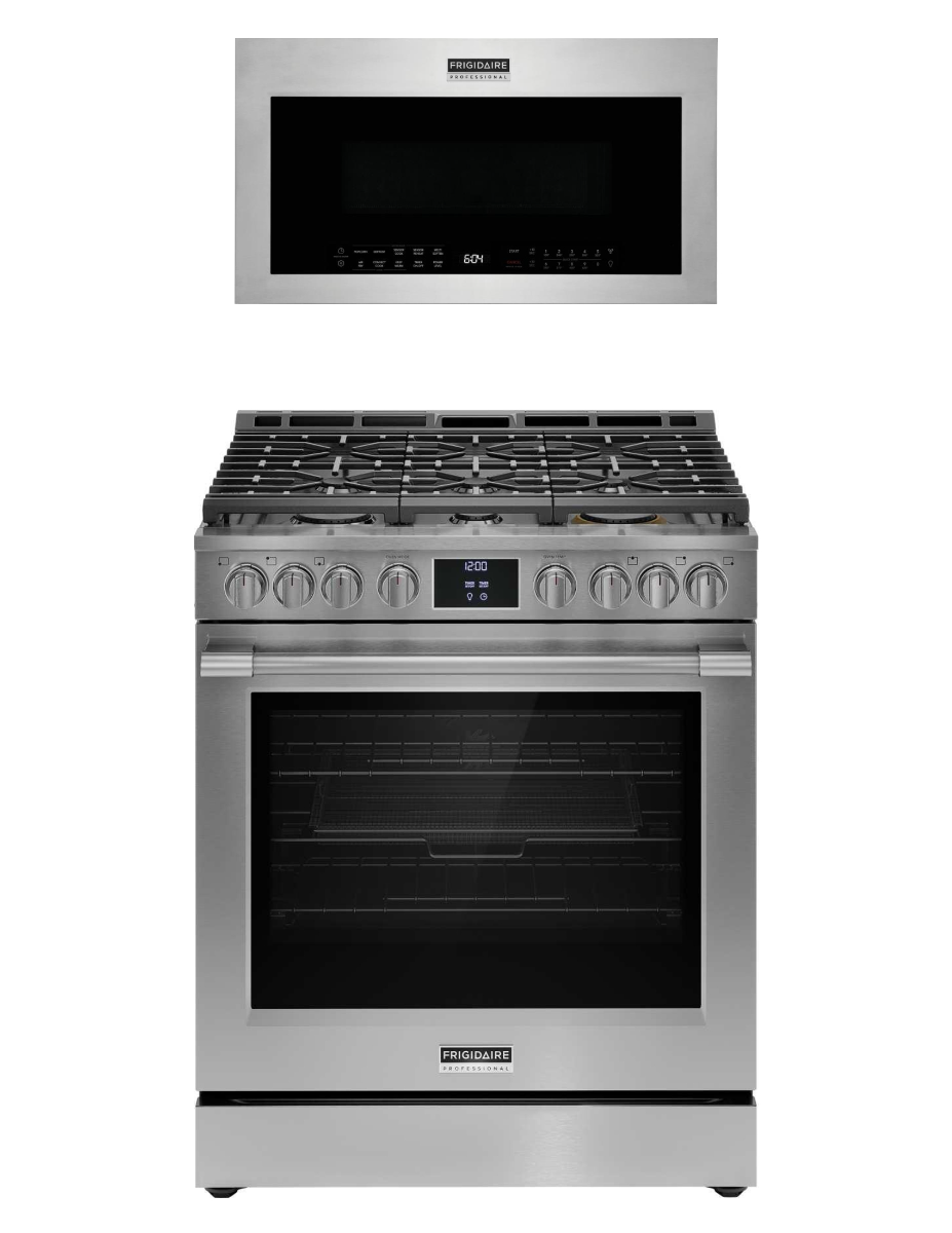 Professional Series 2-Piece Cooking Pair with Gas Range & Over-the-Range Microwave