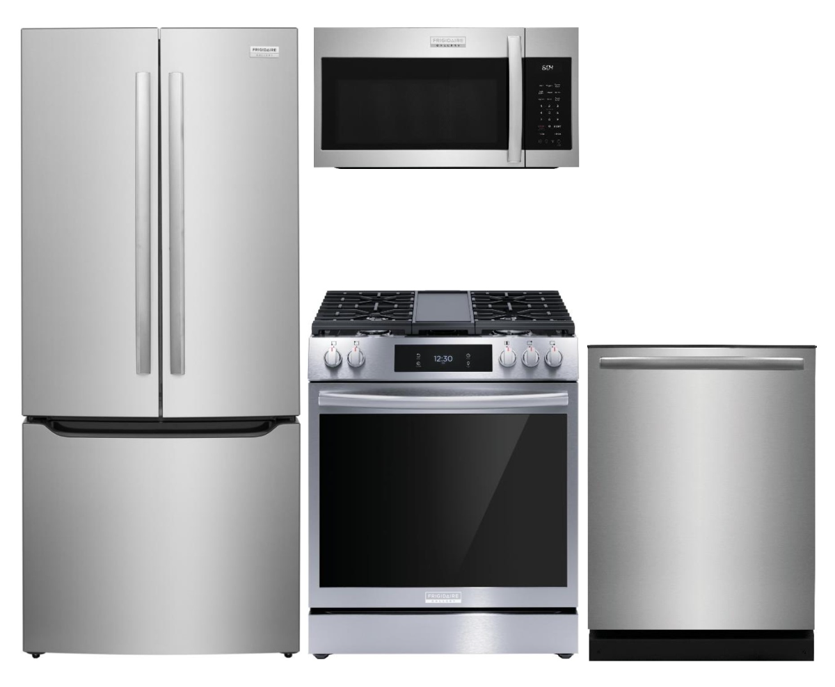 Gallery Series 4-Piece Kitchen Package with Gas Range & 3-Door Counter-Depth French Door Refrigerator