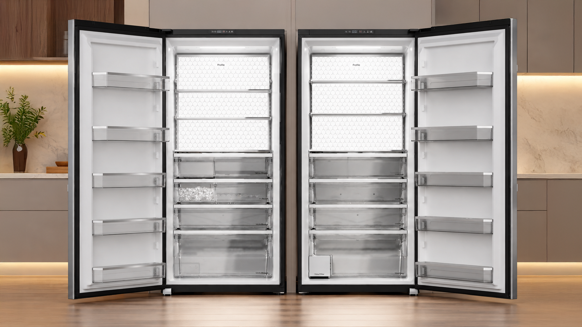 Meet the new GE Profile 19 cu. ft. All Refrigerator and All Freezer, featuring flexible storage, SmartHQ connectivity, premium lighting, and built-in capability.