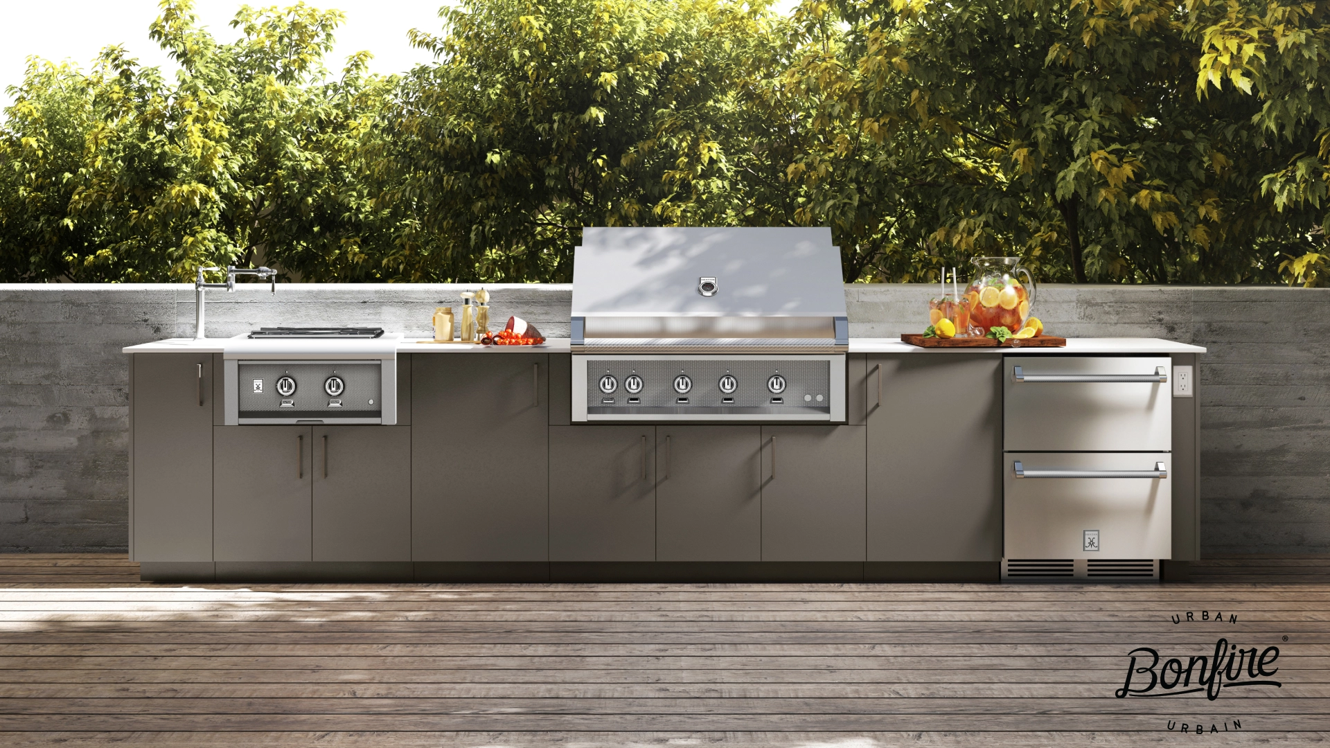 Premium outdoor kitchens by Urban Bonfire—durable, modular cabinetry made from marine-grade aluminum. Custom layouts, designer finishes, and top appliance brand compatibility.