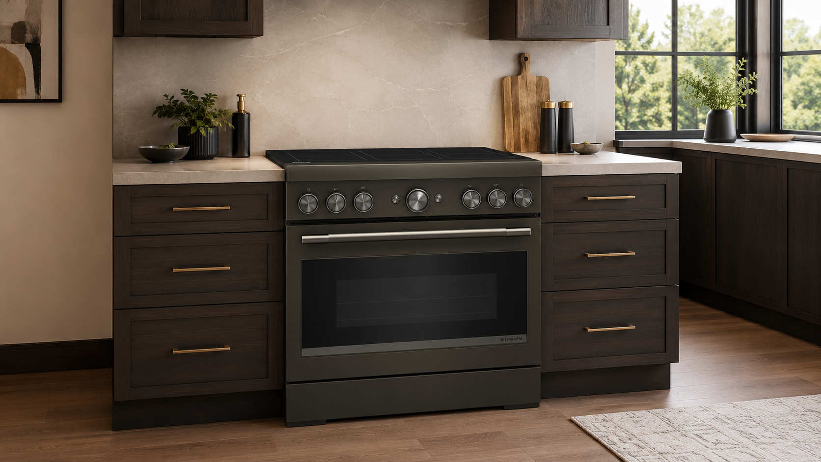 KitchenAid KFIS936SBE combines striking Black Ore styling with advanced induction cooking, precise temperature control, and a spacious oven for exceptional culinary performance.