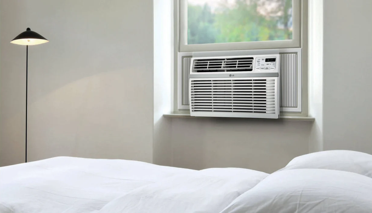 Compare window ACs like GE AWCS14WWF & LG LW2422IVSM for efficiency and space-saving vs portable units like GE AZHS12DRXXA & Friedrich PDE15K5SG offering flexibility and easy setup
