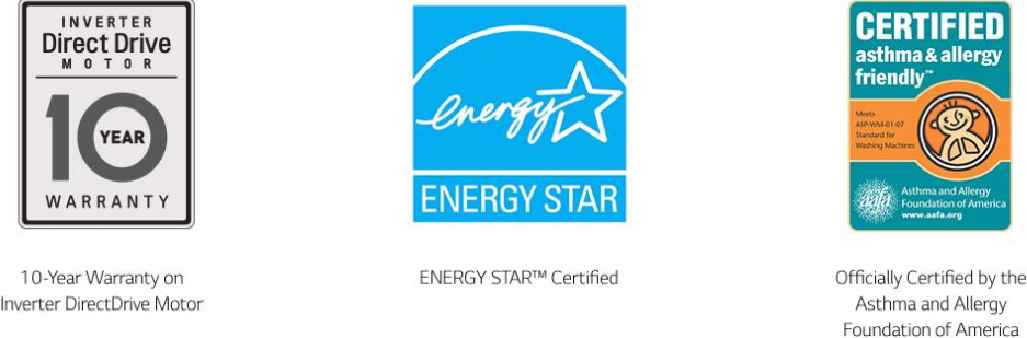 LG WM3700HWA Warranty / Certifications