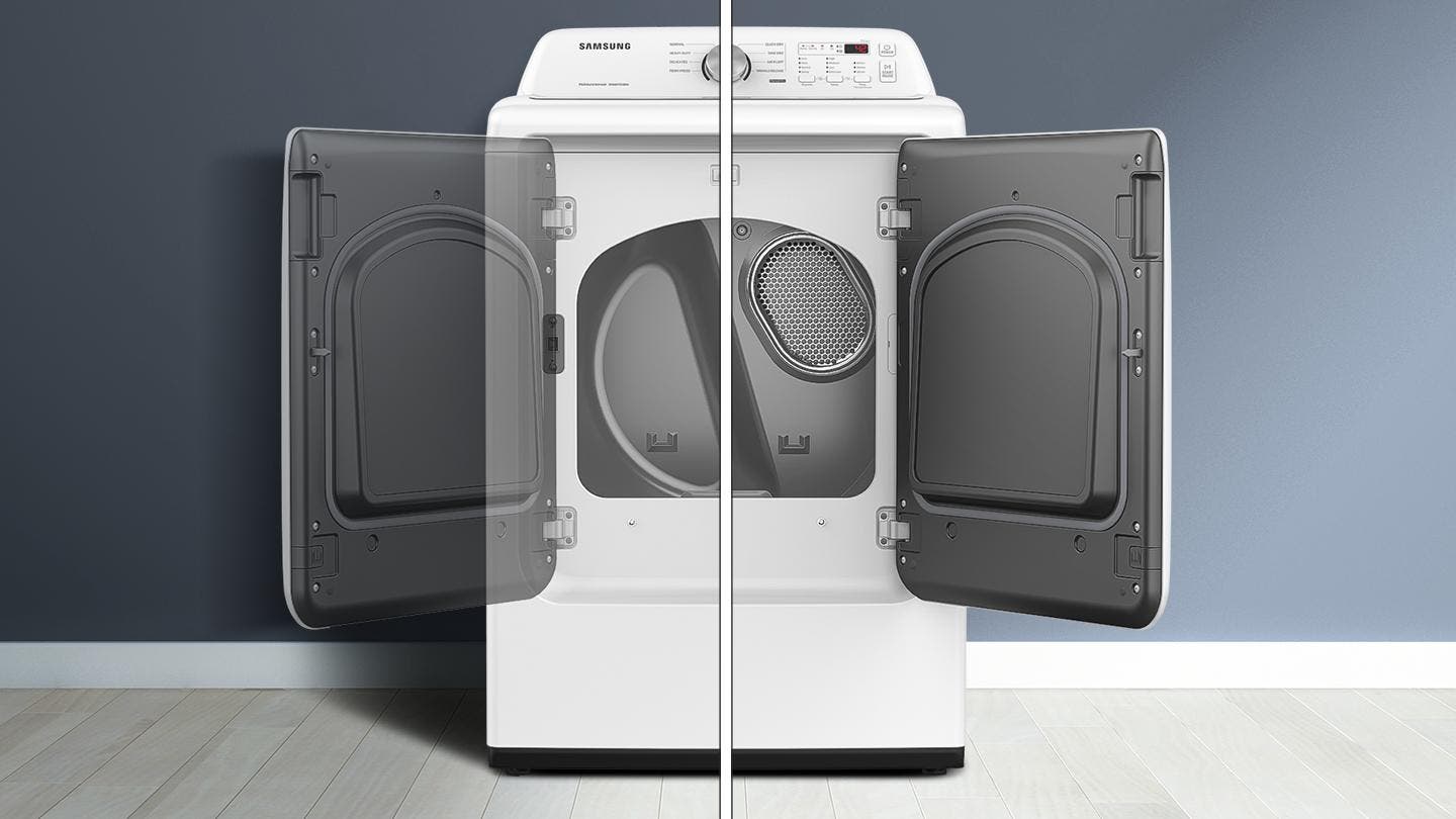 Samsung DVG45T3200W Flexible Opening <br>&bull; Reversible Dryer Door
