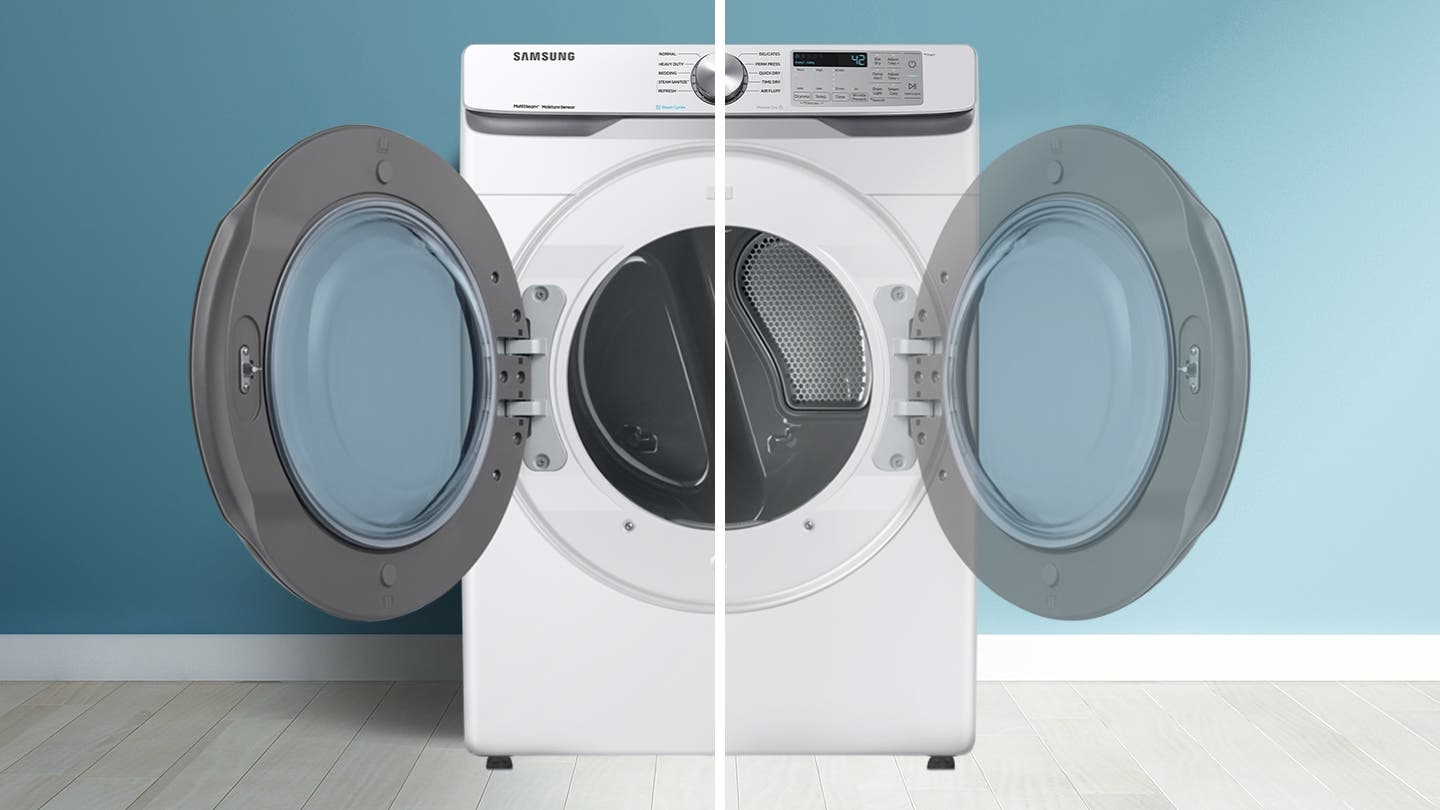 Samsung DVG45T6200W Flexible Opening <br>• Reversible Door