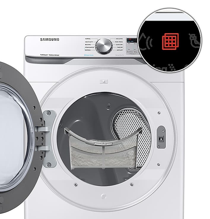 Samsung DVG45T6200W Stop The Fluff <br>• Lint Filter Indicator