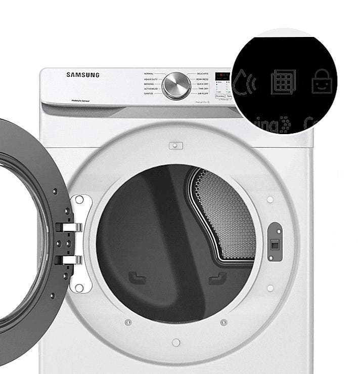 Samsung DVE45T6020W Stop The Fluff <br>&bull; Lint Filter Indicator