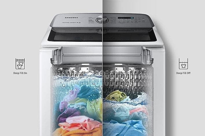 Samsung WA50R5400AW Maximize Water Levels <br>• Deep Fill