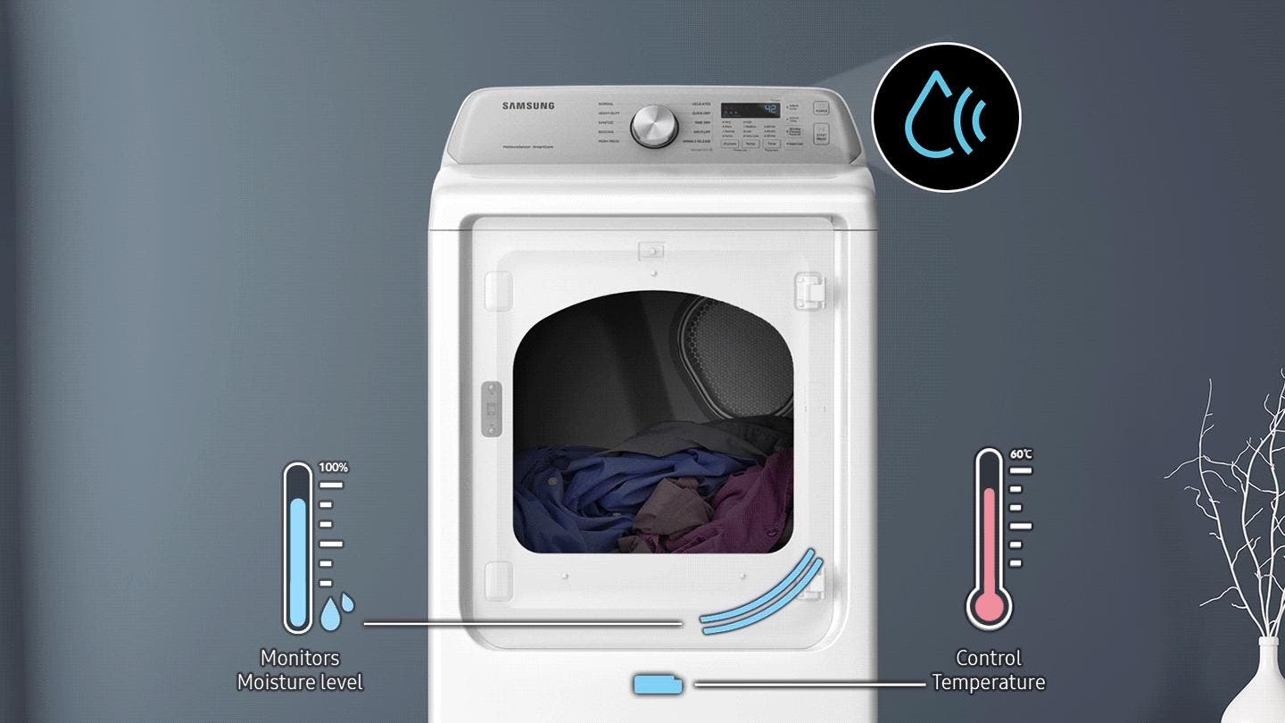 Samsung DVE45T3400W Worry-free Drying <br>• Sensor Dry