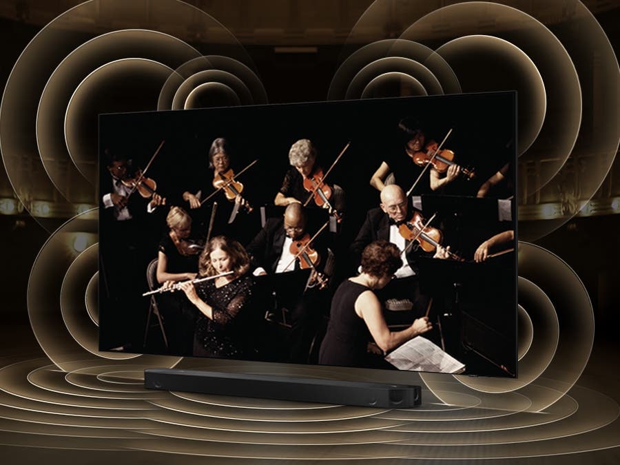 Samsung Electronics QN75Q80BAFXZA Tv And Soundbar Orchestrated In Perfect Harmony