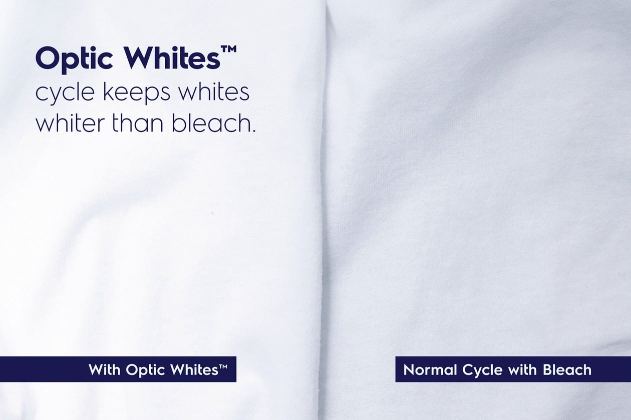 Optic Whites™ Cycle Keeps Whites Whiter Than Bleach