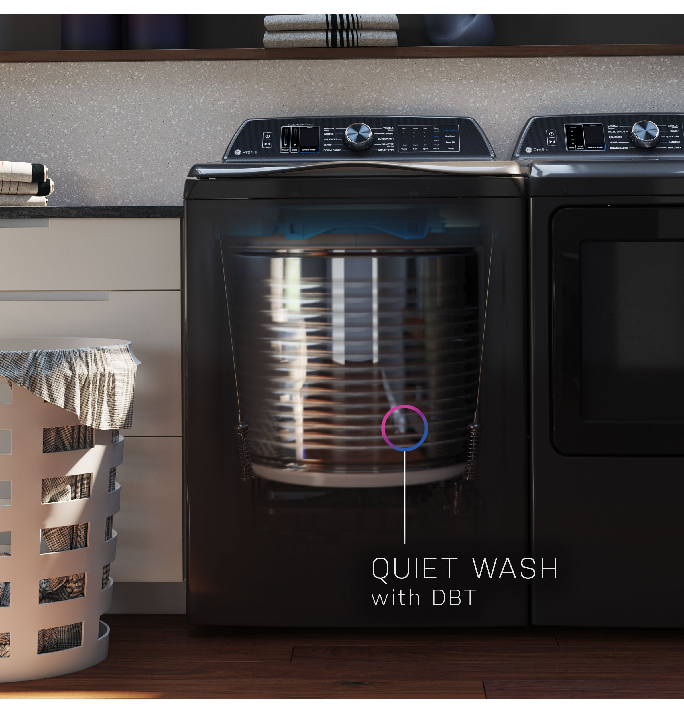 GE PTW800BPWRS Quiet Wash W/ Dbt