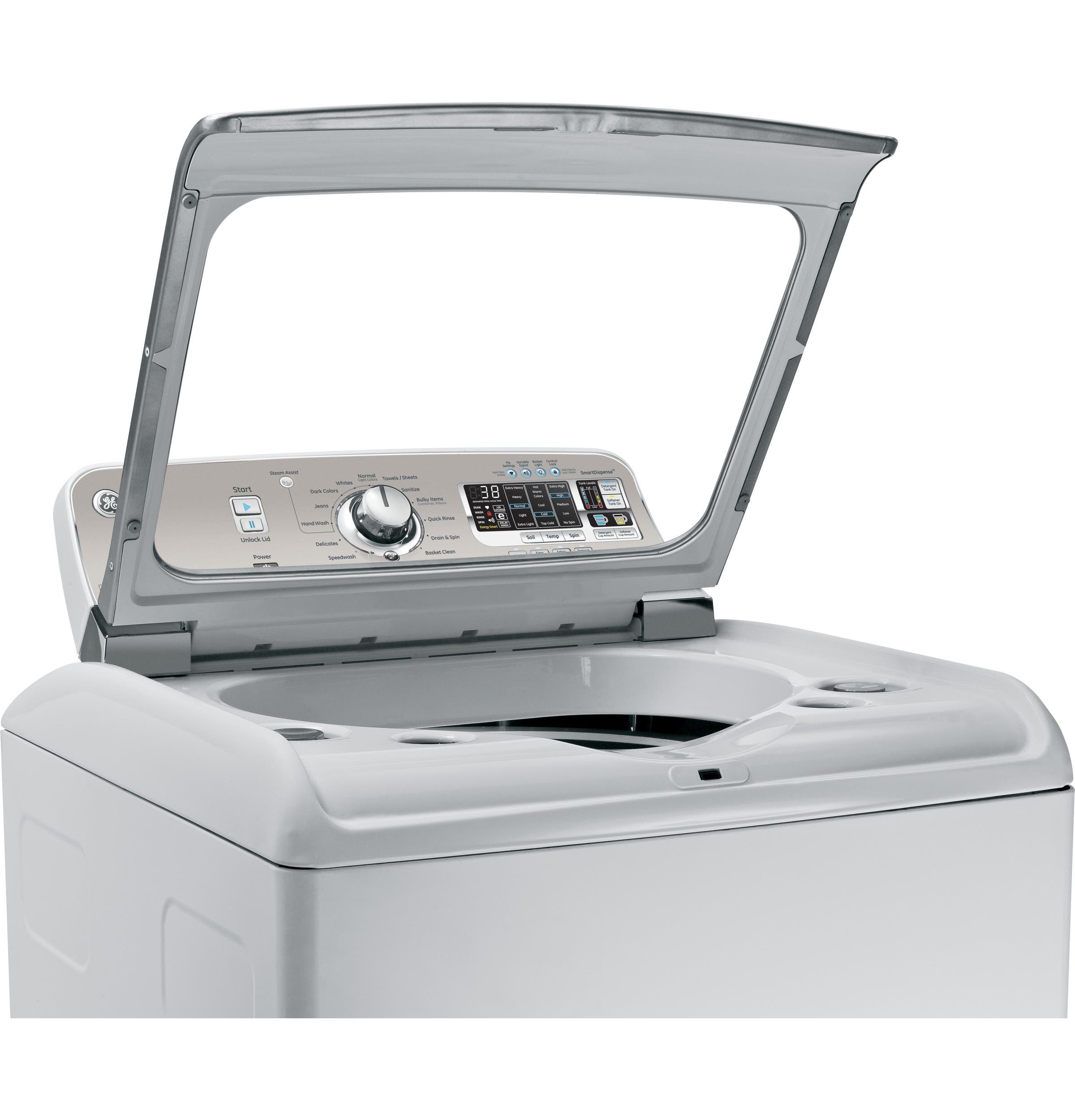 GE GTWS8655DMC Soft-close Glass Lid
