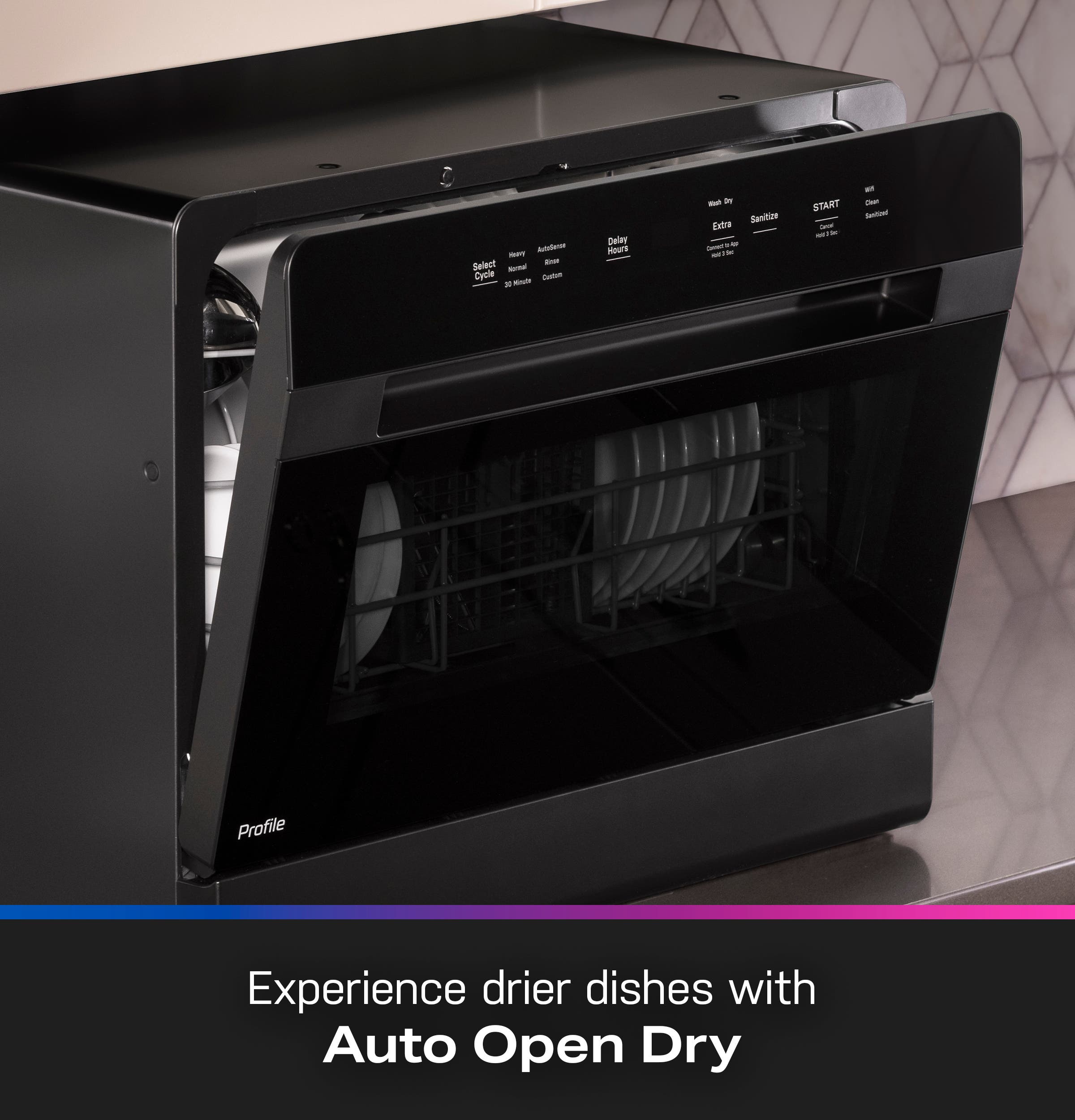 GE PZF560HGWBB Auto Open Dry