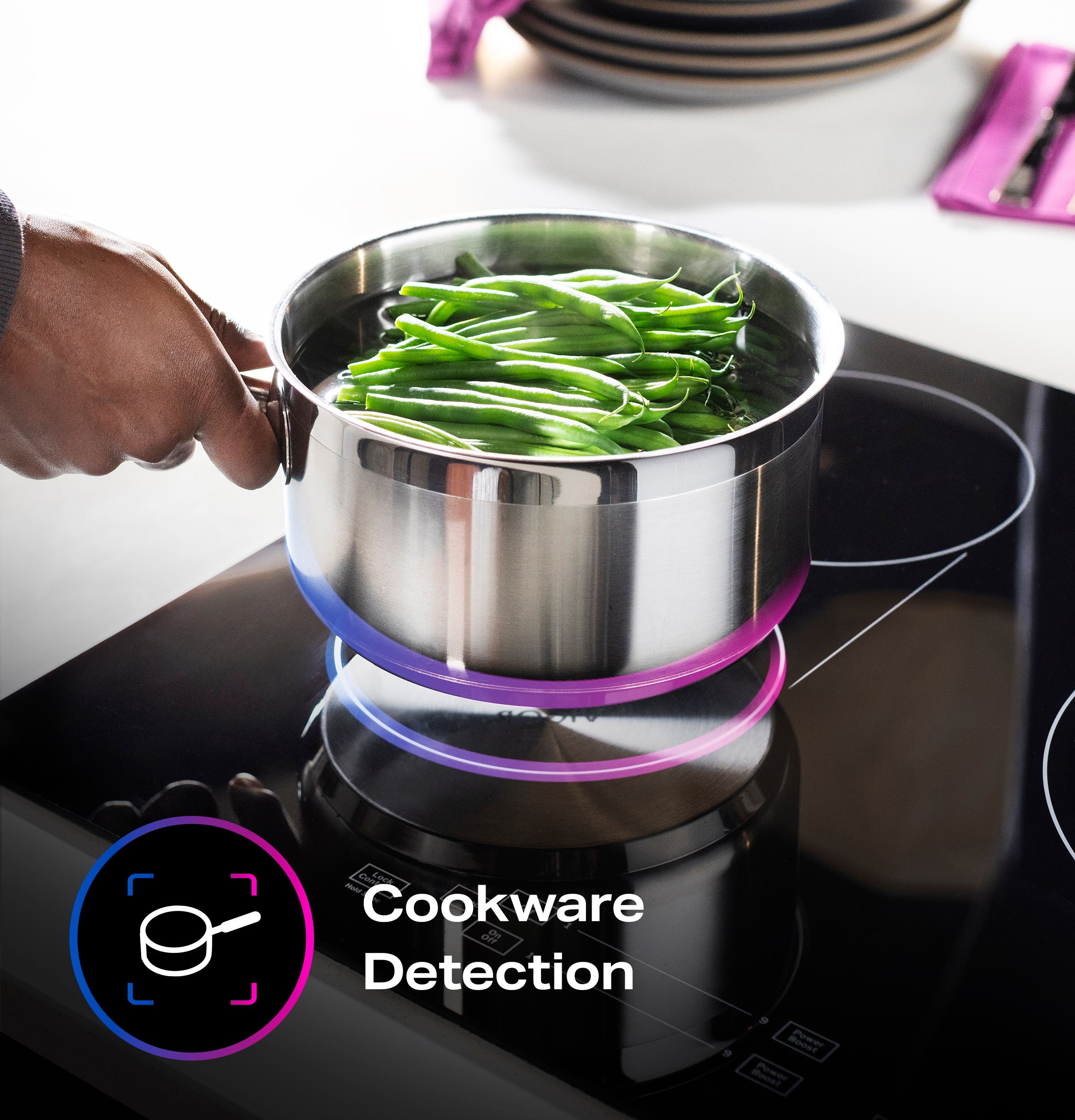 GE PHP6036DWBB Cookware Detection
