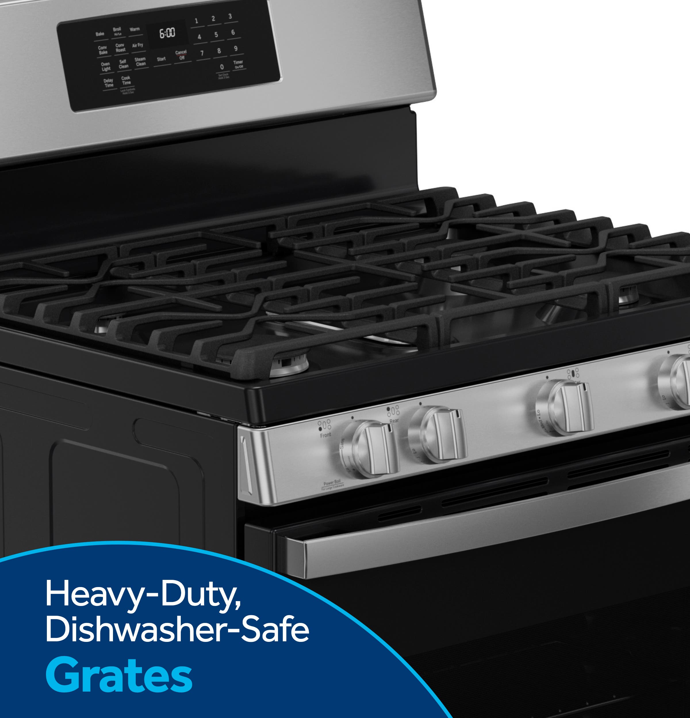GE JGB670SZSS Heavy Duty, Dishwasher-safe Grates
