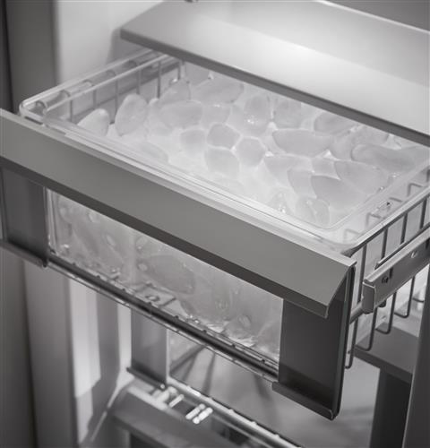 Removable ice storage and multiple slide-out bins