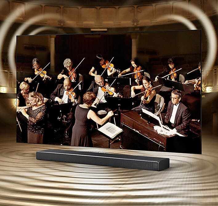 Samsung Electronics QN55Q80TAFXZA Tv And Soundbar Orchestrated In Perfect Harmony